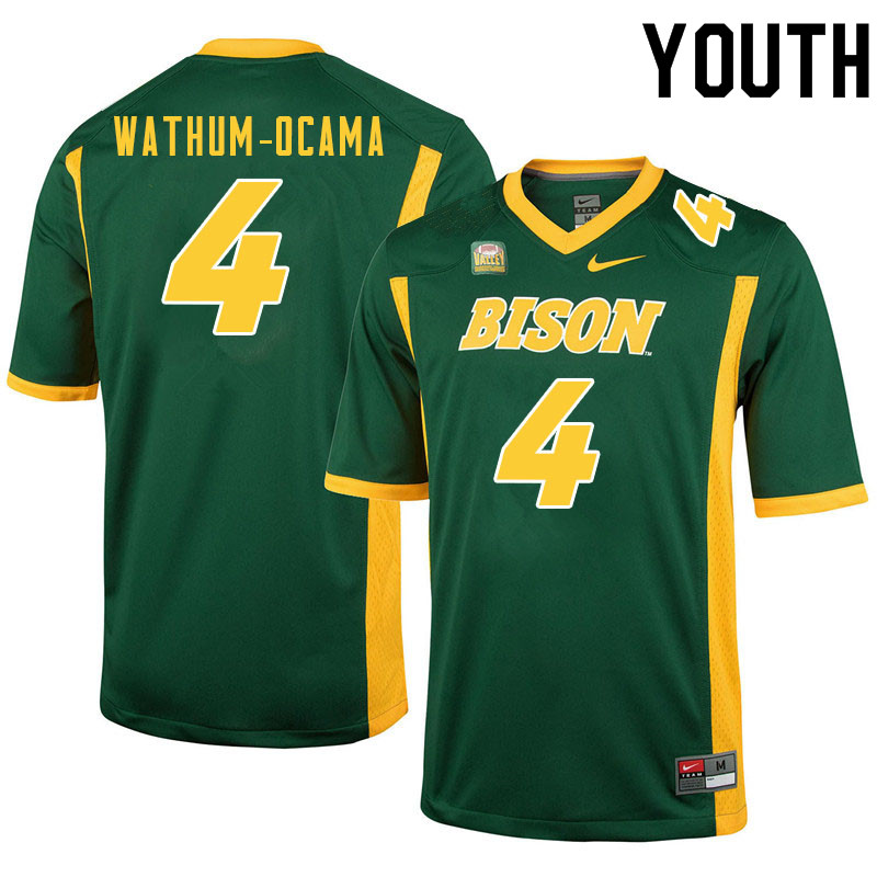 Youth #4 Jenaro Wathum-Ocama North Dakota State Bison College Football Jerseys Sale-Green